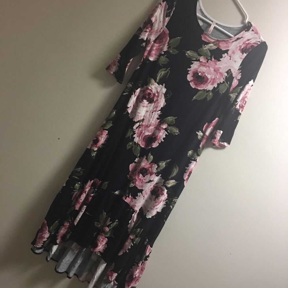 High-low floral midi dress